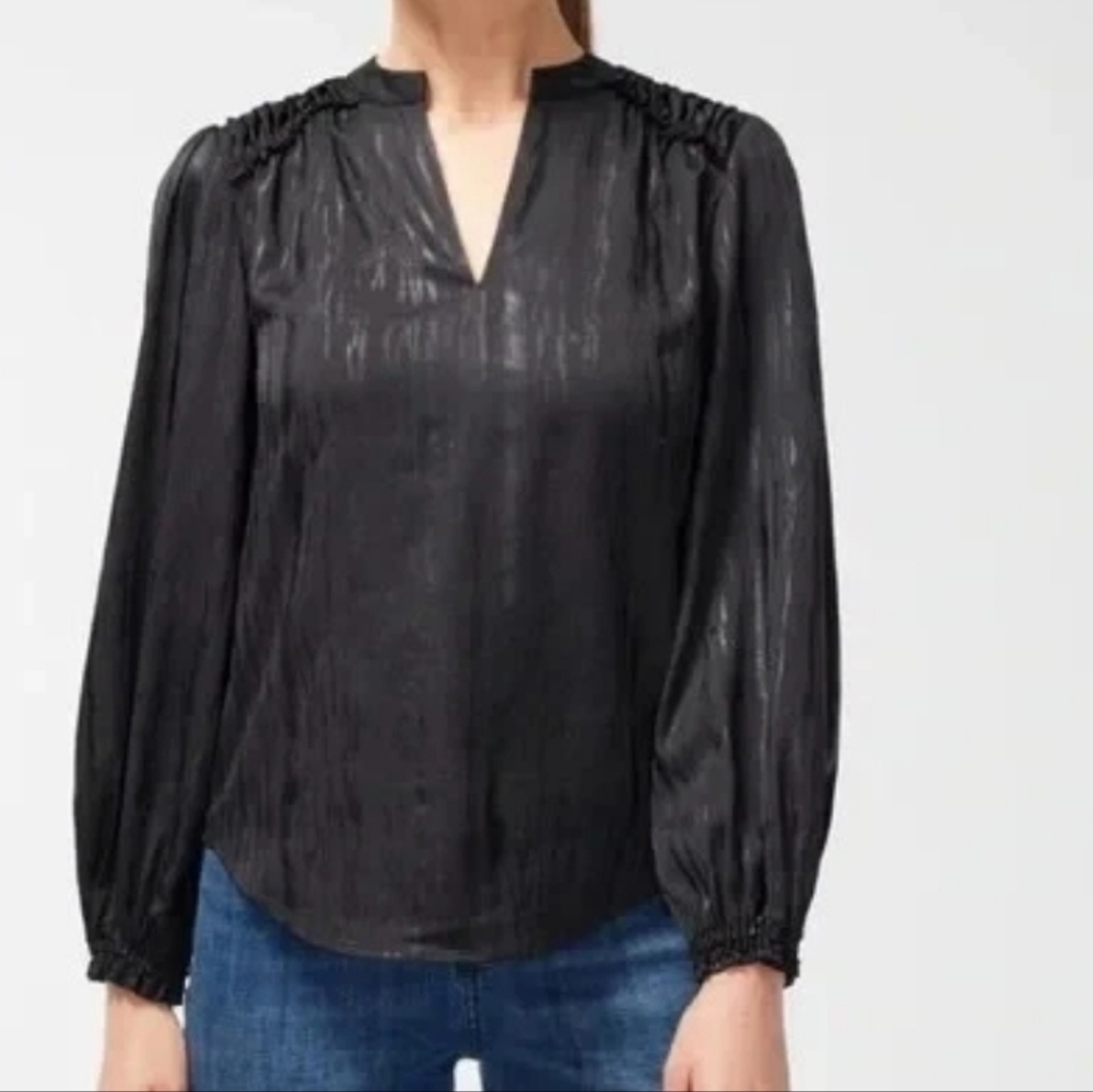 Chico's Black V-Neck Top Sz 3 XL